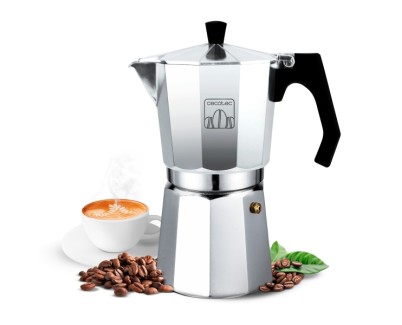 Cecotec Mokclassic 900 Cafetera Italiana para 9 Tazas - Aluminio Fundido - Apta para Placas Electricas, Vitro y Gas - Junta de Silicona - Filtro de Acero Inoxidable - Valvula de Seguridad