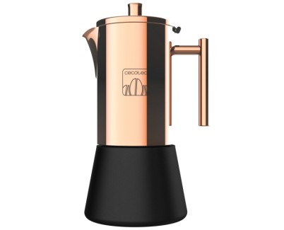 Cecotec Moking 200 Cafetera Italiana para 2 Tazas - Acero Inoxidable - Apto para Lavavajillas - Junta de Silicona - Valvula de Seguridad - 12.3x8x17.5cm - Color Cobre