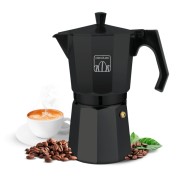 Cecotec Moklassic 600 Cafetera Italiana para 6 Tazas - Aluminio Fundido - Apta para Todas las Superficies - Apto para Lavavajillas - Junta de Silicona - Valvula de Seguridad - Color Negro
