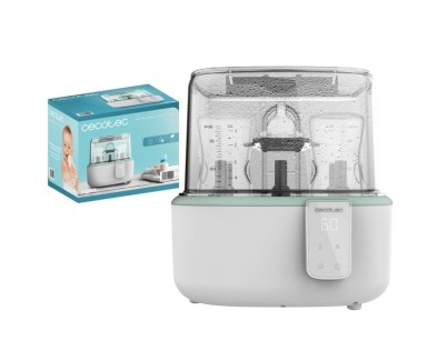 Cecotec Nana BabyCare DigitalSterilizer Esterilizador para hasta 6 Biberones - 600W - Esteriliza en 8min - Libre de BPA - Soporte para Tetinas - 3 Modos - Pantalla Digital - Color Blanco