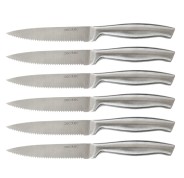 Cecotec Pack de 6 Cuchillos Dentados - Hoja de 1.8mm de Grosor - Hoja de 12cm - Mango de 11.6cm - Acero Inoxidable - Sierra para Carne