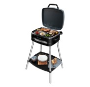 Cecotec Perfect Country BBQ Barbacoa Electrica - 2000W - Tapa Abatible - Termostato Regulable - Bandeja Recogegrasas - Patas y Soporte de Acero - Indicador Luminoso - 53x60x90cm - Color Negro