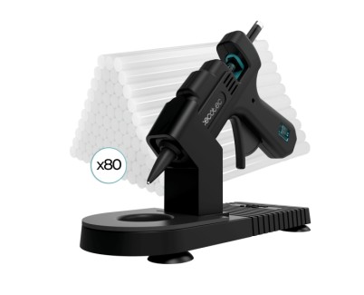 Cecotec Perfect Fix 20 Pistola de Cola Termofusible - 20W - Temperatura hasta 180&ordm;C - Protector de Mesa - 80 Barras de Silicona de 7mm - Color Negro