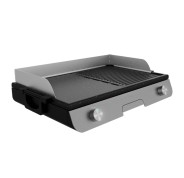 Cecotec PerfectRoast 3000 Barbacoa Electrica de Sobremesa - 3000W - Grill y Plancha - Placa Extraible Antiadherente - Control de Temperatura Independiente - Bandeja Recogegrasas - Color Negro y Gris