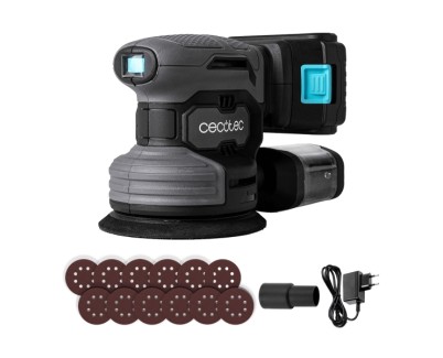 Cecotec PerfectSurface 2120 Rotate Lijadora Rotorbital Inalambrica - Velocidad 13.000rpm - Bateria 2.000mAh - Incluye Accesorios - Conector para Aspiradora - Deposito de Polvo - Color Gris Oscuro