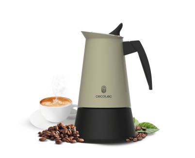 Cecotec Piccolina 200 Cafetera Italiana para 2 Tazas - Acero Inoxidable - Apta para Placas Electricas, Vitro y Gas - Piezas Desmontables - Valvula de Seguridad - Color Menta