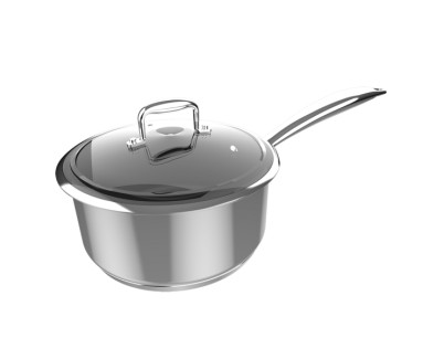 Cecotec Polka Classy Cazo de 16cm de Diametro - Acero Inoxidable 18/10 - Capacidad de 1.3L - Antiadherente - Compatible con Induccion - Tapa de Cristal Templado - Mango Remachado - Horno hasta 230&deg;C