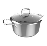 Cecotec Polka Classy Olla de 24cm de Diametro - Capacidad de 4L - Acero Inoxidable 18/10 - Tapa de Cristal y Acero - Revestimiento Antiadherente - Apto para Lavavajillas - Compatible con Induccion