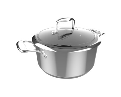 Cecotec Polka Classy Olla de 24cm de Diametro - Capacidad de 4L - Acero Inoxidable 18/10 - Tapa de Cristal y Acero - Revestimiento Antiadherente - Apto para Lavavajillas - Compatible con Induccion