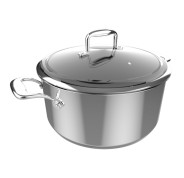 Cecotec Polka Classy Olla de 28cm de Diametro - Capacidad de 7.5L - Acero Inoxidable 18/10 - Asas Remachadas - Tapa de Cristal y Acero - Revestimiento Antiadherente - Compatible con Induccion