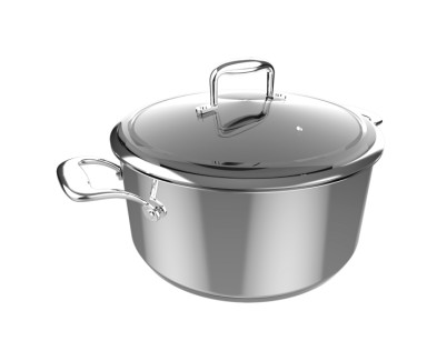 Cecotec Polka Classy Olla de 28cm de Diametro - Capacidad de 7.5L - Acero Inoxidable 18/10 - Asas Remachadas - Tapa de Cristal y Acero - Revestimiento Antiadherente - Compatible con Induccion