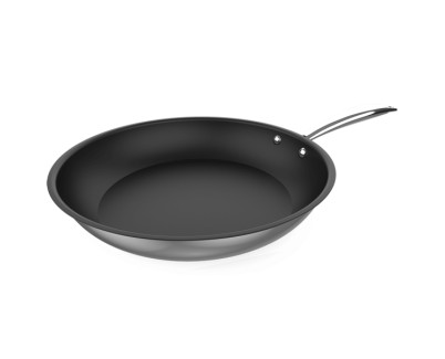 Cecotec Polka Classy Steel Sarten de Acero Inoxidable de 28cm - Alta Durabilidad - Compatible con Induccion - Facil Limpieza - Color Negro