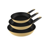 Cecotec Polka Experience Vulcano Pack de 3 Sartenes de 18, 22 y 26cm - Aluminio Fundido - Teflon Antiadherente - Apto para Lavavajillas - Libre de PFOA - Color Amarillo Pastel