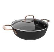 Cecotec Polka Fantasy 28 Low Pot Golden Olla Baja de 28cm de Alumino Forjado - Capacidad de 4.1L - Antiadherente - Apto para Lavavajillas - Soporta hasta 230ºC - Tapa de Cristal Templado - Color Negro