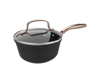 Cecotec Polka Fantasy Cazo de 16cm de Diametro - Capacidad 1.3L - Aluminio Forjado - Tapa de Cristal Templado - Antiadherente - Apto para Horno hasta 230&deg;C - Compatible con Induccion - Color Negro