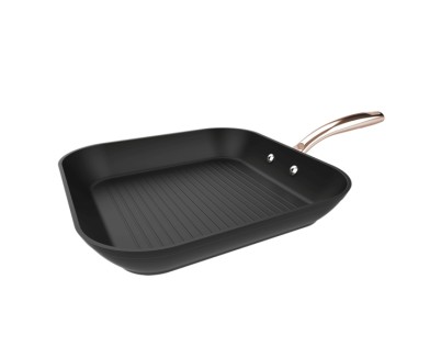 Cecotec Polka Fantasy Grill Golden Sarten Cuadrada de 28cm - Aluminio Forjado - Mango Remachado - Revestimiento Antiadherente - Apto para Horno hasta 230&deg;C - Compatible con Induccion - Color Negro