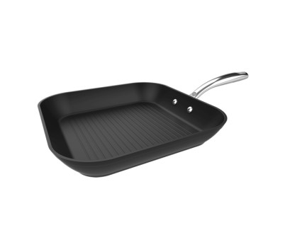 Cecotec Polka Fantasy Grill Silver Sarten Cuadrada de 28cm - Aluminio Forjado - Mango de Acero Inoxidable - Antiadherente - Libre de PFOA - Horno hasta 230&deg;C - Compatible con Induccion - Color Negro