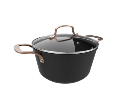 Cecotec Polka Fantasy Olla de 24cm de Diametro - Aluminio Forjado - Tapa de Cristal Templado - Asas Remachadas - Antiadherente - Apta para Horno hasta 230&deg;C - Compatible con Induccion - Color Negro