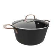 Cecotec Polka Fantasy Olla de 28cm de Diametro - Capacidad de 7.1L - Aluminio Forjado - Tapa de Cristal Templado - Asas de Acero Inoxidable - Antiadherente - Compatible con Induccion - Color Negro