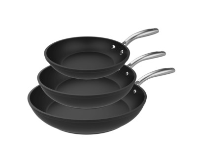 Cecotec Polka Fantasy Silver Pack de 3 Sartenes de 20, 24 y 28cm - Revestimiento Antiadherente - Aluminio Forjado - Libre de PFOA - Compatible con Induccion - Mango Remachado - Color Negro