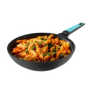 Cecotec Polka Platinum Thunder Sarten de Aluminio Forjado de 28cm - Revestimiento Teflon Antiadherente - Apto para Lavavajillas - Compatible con Induccion - Libre de PFOA - Color Negro y Azul