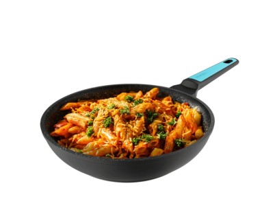 Cecotec Polka Platinum Thunder Sarten de Aluminio Forjado de 28cm - Revestimiento Teflon Antiadherente - Apto para Lavavajillas - Compatible con Induccion - Libre de PFOA - Color Negro y Azul