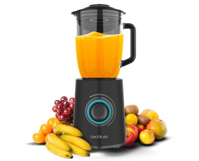 Cecotec Power Black Titanium 2300MAX Mix Go Batidora de Vaso - 2300W - Jarra de 1.5L - 6 Cuchillas Titanio - 5 Velocidades - Funcion Turbo - Accesorios Incluidos - Material Plastico Abs - Color Negro