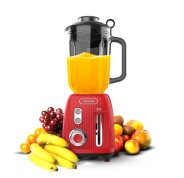 Cecotec Power Black Titanium RetroRed Batidora de Vaso - Potencia 1200W - Capacidad Jarra 1.5L - Velocidad Ajustable - Estilo Retro - Cuchillas Recubiertas de Titanio - Color Rojo