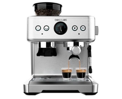 Cecotec Power Espresso 20 Barista Maestro Cafetera Espresso - 2250W - Capacidad 250g - Presion 20Bar - Molinillo Integrado - Manometro - Espumador - Color Acero Inoxidable