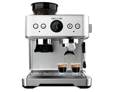 Cecotec Power Espresso 20 Barista Maestro Cafetera Espresso - Potencia 2250W - Capacidad 250g - Presion 20bar - Vaporizador - Temperatura Regulable - Termoblock - Molinillo - Manometro - Color Acero