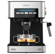 Cecotec Power Espresso 20 Matic Cafetera Espresso con Vaporizador - Capacidad 1.5L - Presion 20bar - Deposito de 1.5L - Acero Inoxidable - Vaporizador - Calientatazas - Color Negro y Plateado