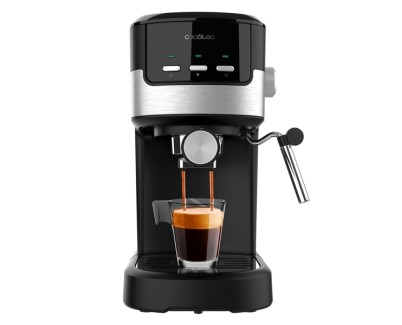 Cecotec Power Espresso 20 Pecan Cafetera Espresso con Vaporizador - Potencia 1100W - Capacidad 1.25L - Presion 20bar - Vaporizador - Temperatura Regulable - Acero Inoxidable - Color Negro