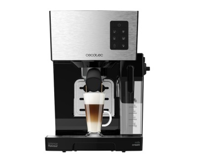 Cecotec Power Instant-ccino 20 Cafetera Espresso - 1450W - 20Bar - Deposito Leche 400ml - Calentamiento Rapido - Acabados en Acero Inoxidable - Calienta Tazas - 22x28x29cm - Color Negro y Plata