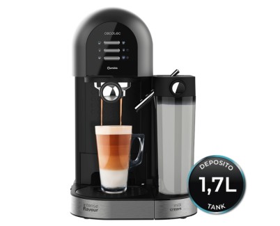 Cecotec Power Instant-ccino 20 Chic Serie Nera Cafetera Espresso Compatible con Capsulas - 1470W - Presion 20bar - Deposito de 0.7ml - Temperatura Regulable - Termoblock - Color Negro y Plateado