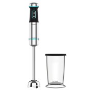 Cecotec Power TitanBlack 1200 XL Batidora de Mano - 1200W - 4 Cuchillas de Titanio en Cruz - Campana Antisalpicaduras - Velocidad Ajustable - Vaso 800ml - Funcion Turbo - 6.8x6.8x48cm - Color Negro