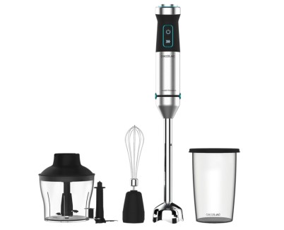Cecotec Power TitanBlack 1500 XL CreamandCrush Batidora de Mano - 1500W - Cuchillas de Titanio - Campana Antisalpicaduras - Velocidad Ajustable - Funcion Turbo - Incluye Accesorios - Color Negro