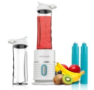 Cecotec Power Titanium 500 EasyGo Batidora de Vaso Portatil - 500W - Ergonomico - Apto para Lavavajillas - Tubos Refrigeradores - Base Antideslizante - Cuchillas Recubiertas de Titanio - Color Blanco