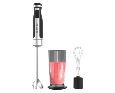 Cecotec PowerGear 1500 XL Cream Batidora de Mano - 1500W - Cuchillas de Titanio - 21 Velocidades - Antisalpicaduras - Sistema de Montaje Facil - Incluye Vaso y Varillas - Funcion Turbo - Color Negro