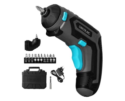 Cecotec PowerGyro 3500 Angle Set Atornillador Inalambrico - Autonomia hasta 60min - Velocidad 200rpm - Bateria 1500mAh - sin Cables - Luz LED - Incluye Accesorios - Recargable - Color Gris Oscuro