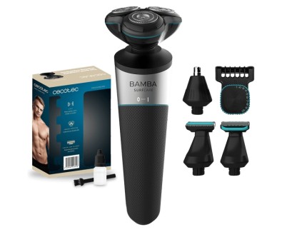 Cecotec PrecisionCare Afeitadora Recortadora 5 en 1 - Pantalla LCD - Autonomia hasta 80min - Cuchillas Flotantes Adaptables - Afeitado Apurado y Suave - Color Negro