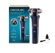 Cecotec PrecisionCare Aluminum Afeitadora Rotatoria - Autonomia hasta 2h - Cabezal Magnetico - Velocidad 8500rpm - Pantalla LED - Revestimiento de Titanio - Color Azul Marino