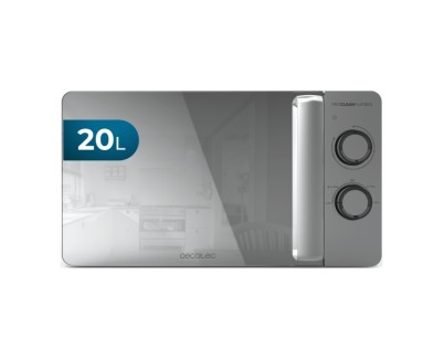 Cecotec Proclean 3060 Flatbed Mirror Microondas sin Plato - 700W - Capacidad de 20L - Revestimiento Ceramico - Temporizador - Espejo Metalizado - Tecnologia 3Dwave Envolvente - Acero Inoxidable