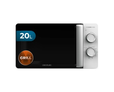Cecotec Proclean 3110 Flatbed Microondas sin Plato - Potencia de 700W - Capacidad de 20L - Grill de 800W - Revestimiento Ceramico - Temporizador - Elegante - Color Negro