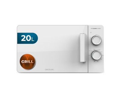 Cecotec Proclean 3120 Flatbed Microondas sin Plato - 700W - Capacidad de 20L - Grill de 800W - Tecnologia 3Dwave Envolvente - Revestimiento Ceramico - Temporizador de 30min - Elegante - Color Blanco