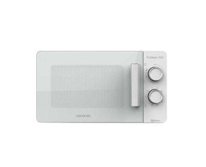 Cecotec ProClean 3120 Microondas con Grill 20L 700W - Revestimiento Ready2Clean - Tecnologia 3DWave - Dise&ntilde;o Puerta FullWhite - 6 Niveles de Potencia