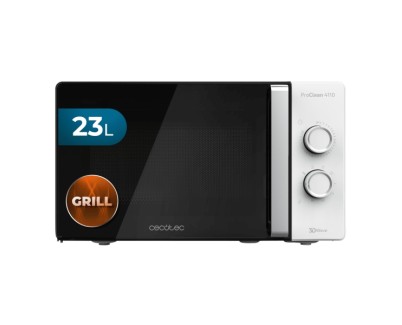 Cecotec Proclean 4110 Microondas - 1280W - Capacidad 23L - Revestimiento Repelente de Suciedad - Tecnologia 3Dwave Envolvente - Grill 1000W - Puerta de Cristal Completa - Temporizador - Color Blanco