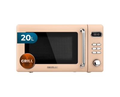 Cecotec Proclean 5110 Retro Beige Microondas con Grill - 700W - Capacidad 20L - 5 Niveles - Bloqueo de Seguridad Infantil - Avisador Acustico - Color Beige