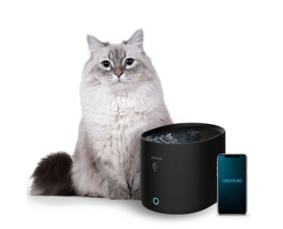 Cecotec Pumba 2500 Refresh Smart Bebedero para Mascotas - Capacidad de 2.5L - Filtro de Alto Rendimiento - Aviso de Deposito Vacio - Recordatorio de Limpieza - Silencioso - Color Negro