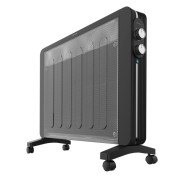 Cecotec Ready Warm 2000 Now Placa Radiante de Mica - 2000W - Cobertura hasta 25m2 - Termostato - Calor Radiante y Conveccion - Facil Transporte con Ruedas - Seguridad Automatica - Color Gris Oscuro