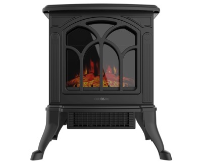 Cecotec ReadyWarm 1500 Chimenea Electrica de Pie - Potencia de 1500W - Estancias hasta 20m2 - Termostato Ajustable - Llamas LED Ajustables - Efecto Fuego Realista - Calentamiento Rapido - Color Negro